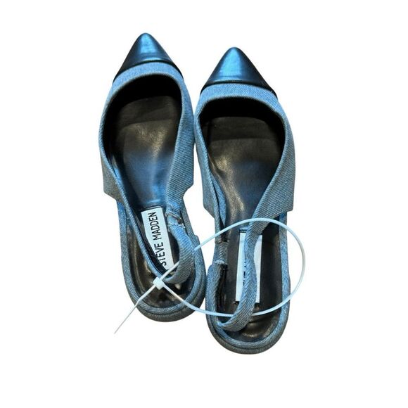 Revolve Steve Madden Coralyn Denim Jean Slingback Pointed Toe Flat NWOT - Picture 8 of 10
